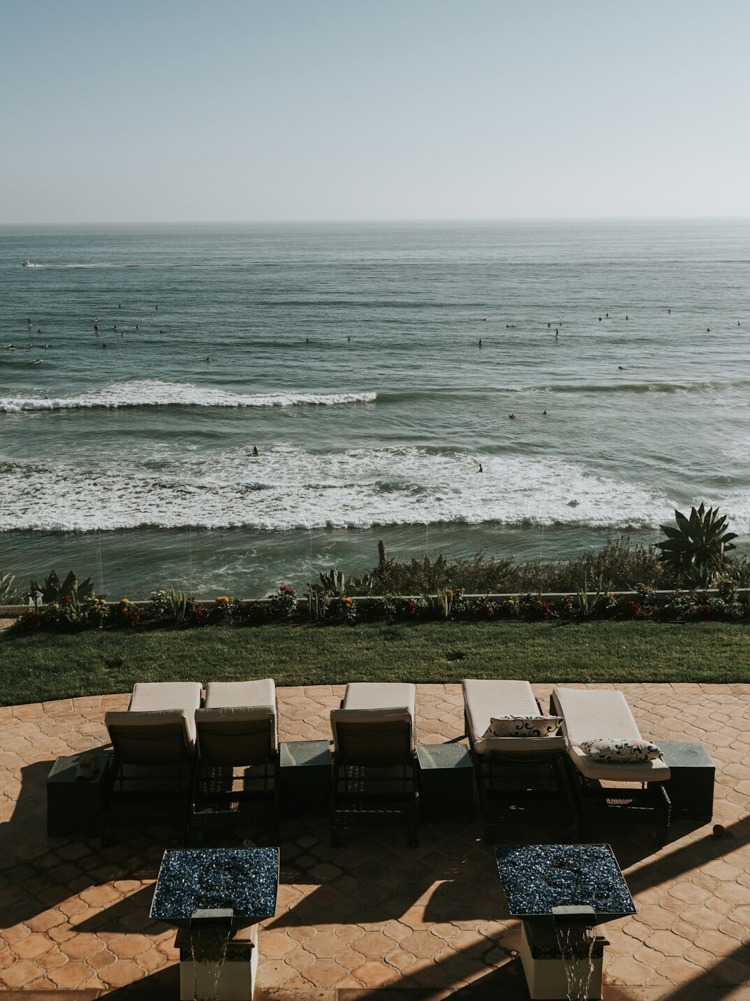 Contemporary penthouse terrace with ocean views